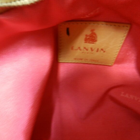 Lanvin Italy Amalia Quilted Leather clutch purse bag cream zip top 9.5\